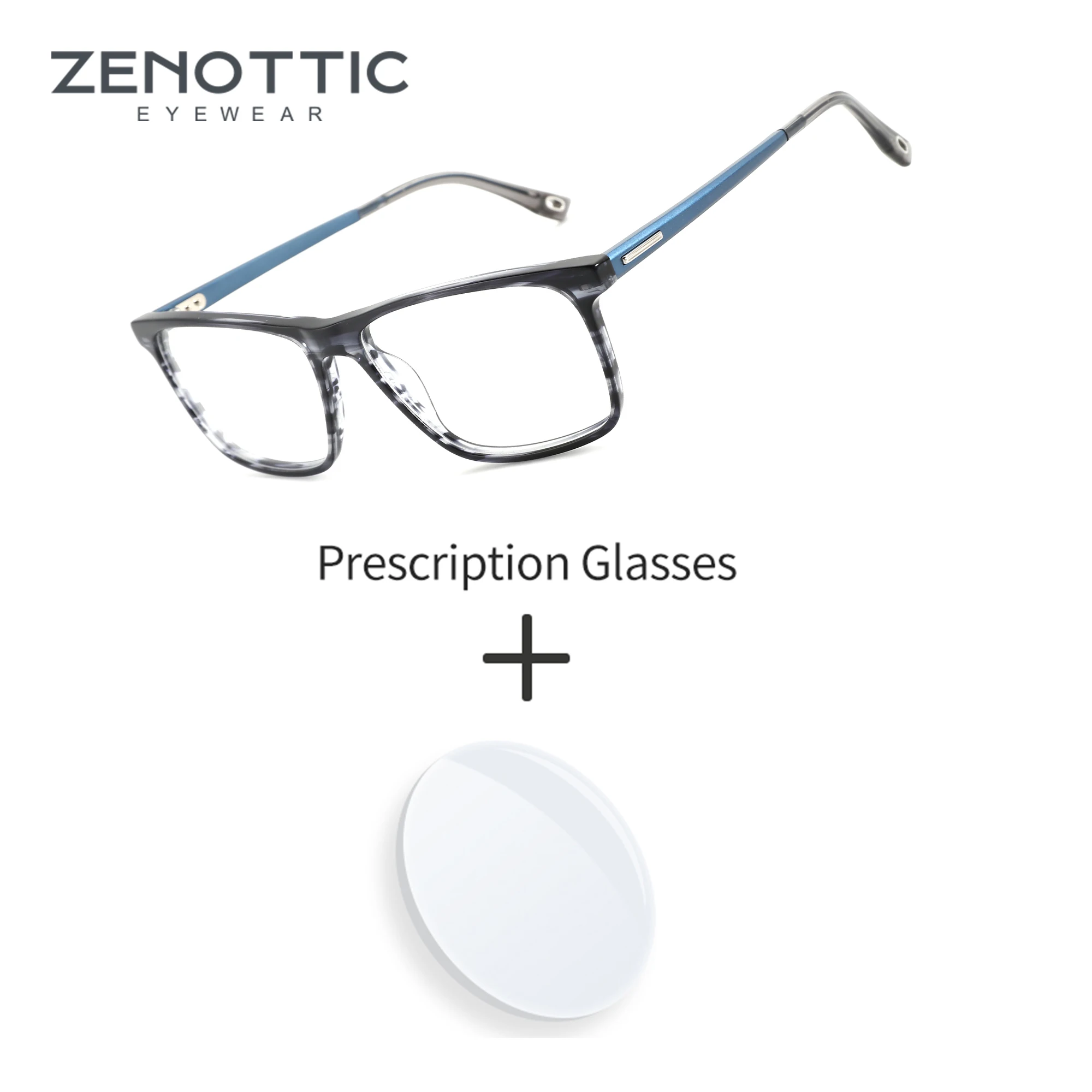 

ZENOTTIC M Size Fashion Square Prescription Glasses Man Handmade Acetate Progressive Lenses For Men
