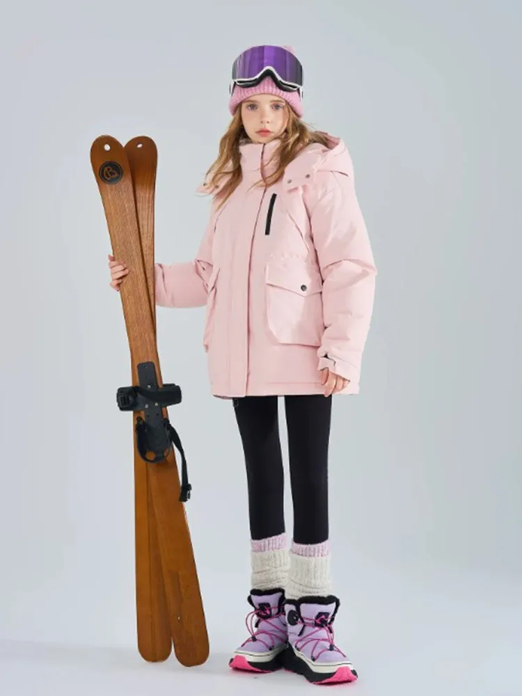 Mädchen-Skijacke mit Kapuze, Winterparka, dick, warm, wasserdicht, Kinder-Schneejacke, winddicht, Outdoor-Skijacke für Kinder von 5-14 Jahren, A5120 – Detail 8