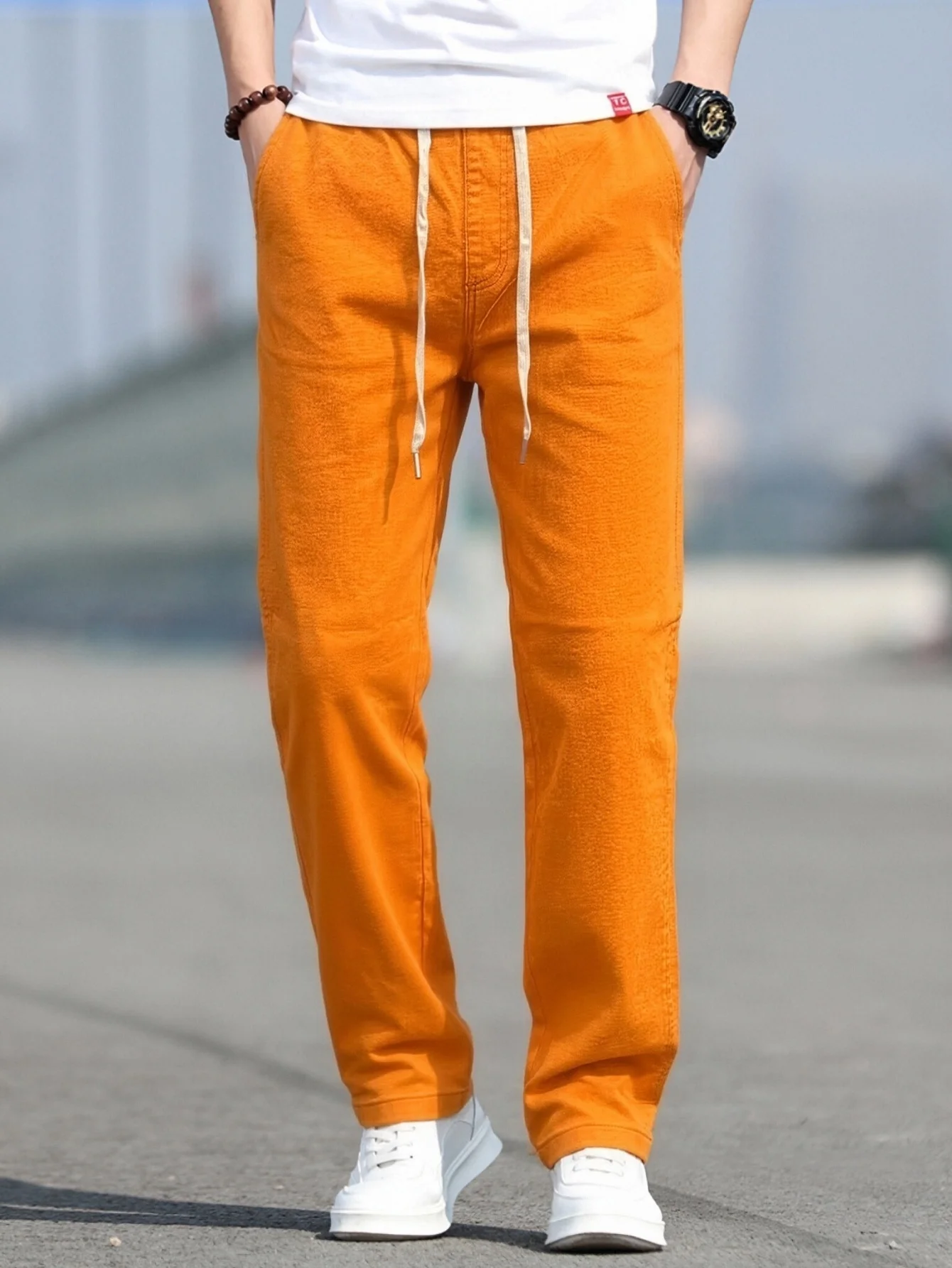 Men's jeans, elastic waist, hand washable,  wear-resistant and durable, business formal wear is suitable for all seasons