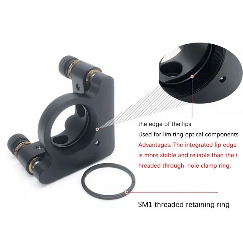 High‑Stability SM1‑Threaded Optic Mount Bracket Laser Reflector Lens Support Frame for 25.4mm Optical Elements