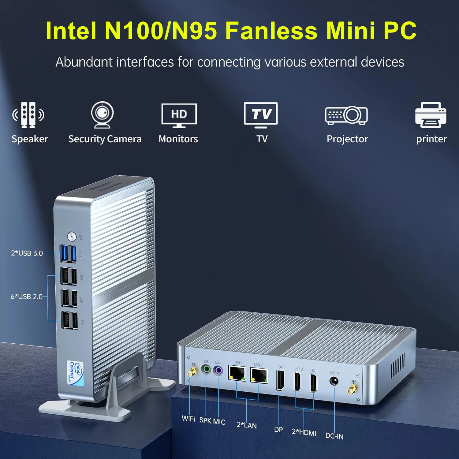 Topton M4 بدون مروحة كمبيوتر صغير Intel N100 N95 Dual LAN 3xStorage 3x4K UHD جدار الحماية NAS مكتب الكمبيوتر الصناعي ويندوز 11 pfSense