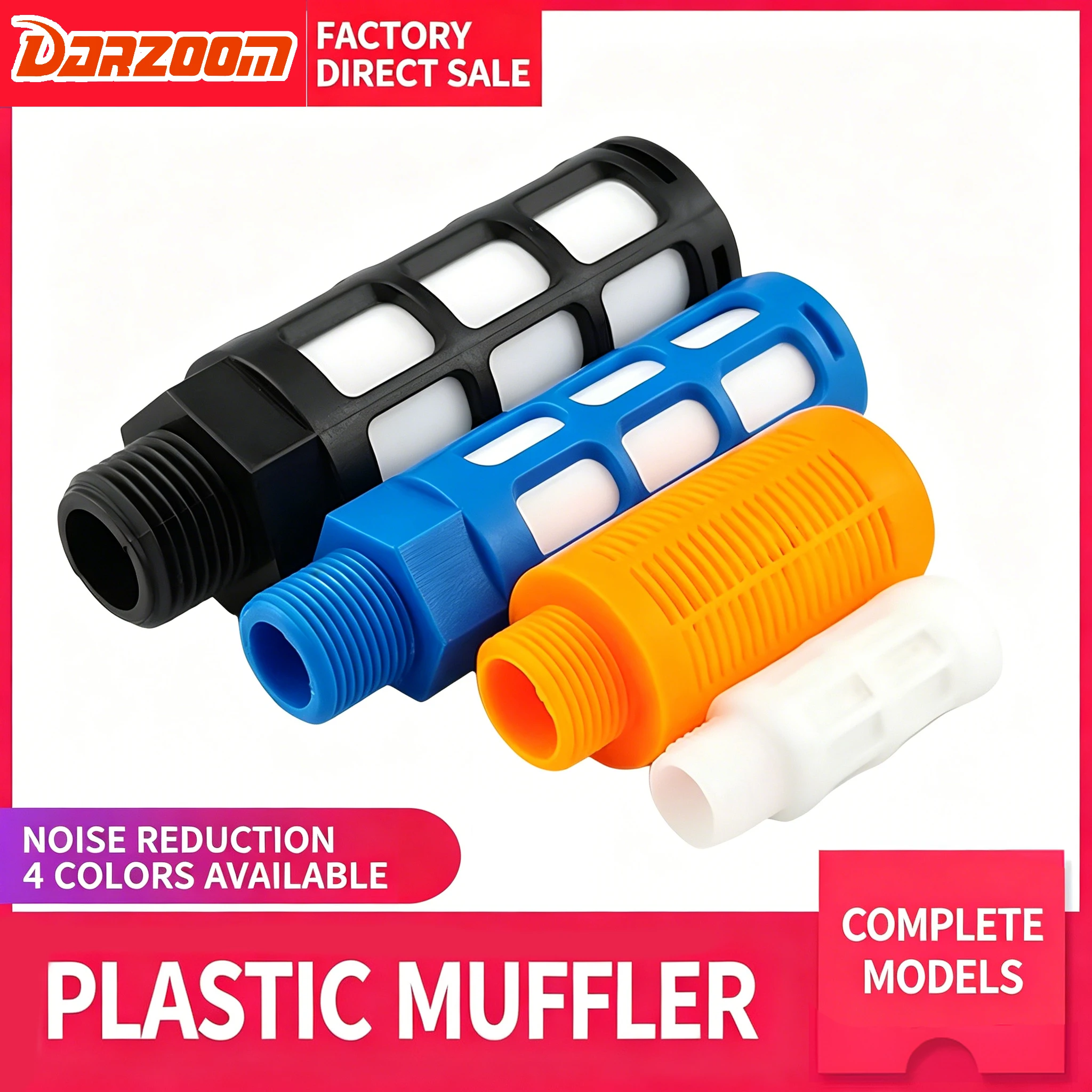 Air Muffler Plastic Exhaust Muffler Pneumatic‌ BSP1/8 1/4 3/8 1/2Male Thread Absorb Noise Filter Slip Lock For Misting Pump Blue