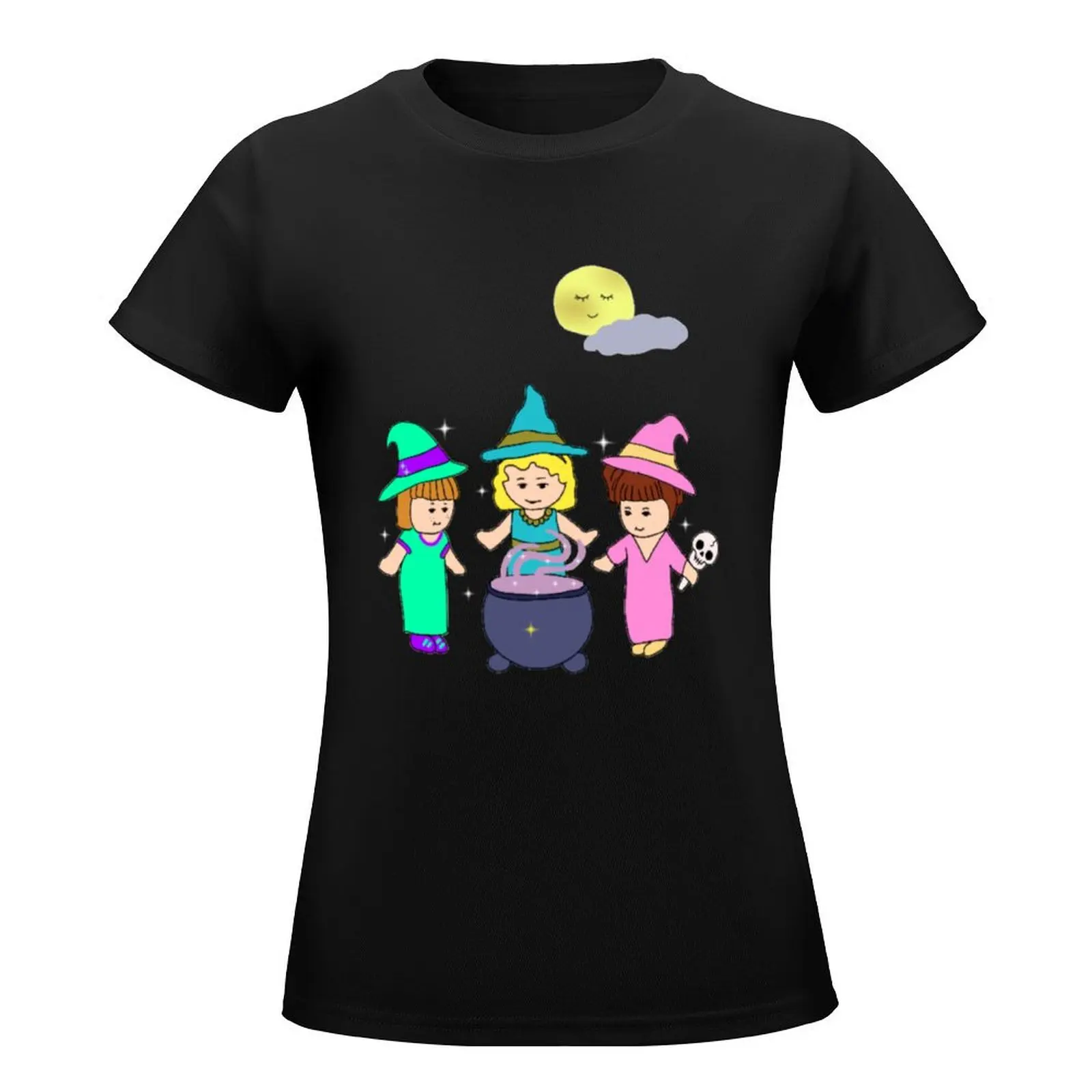 Three friends under a full moon T-Shirt Blouse plus size tops funny woman t shirt