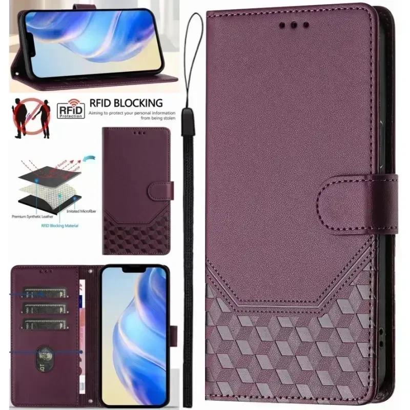 

Pop Luxury Honeycomb Case For Tecno Spark 5 AIR 6 Go 7 7T 8C 9 9T 10 10C 20C 30 30C 5G 20 Pro Plus Wallet Phone Protect Cover #E