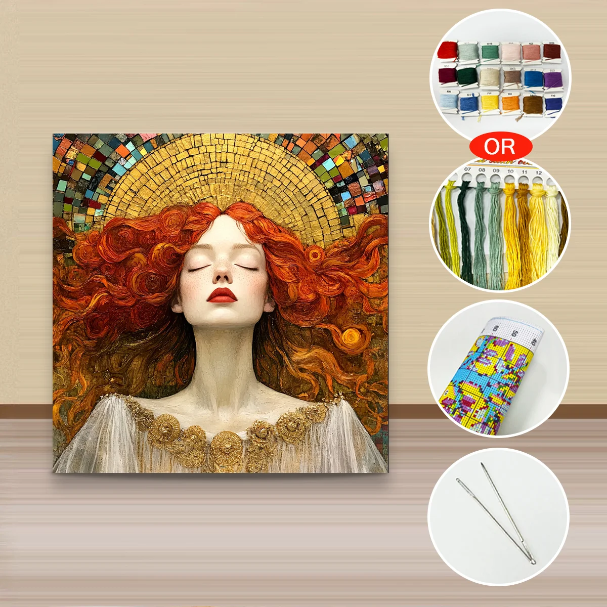 1 unidad, 40x40 cm/15,74 pulgadas, kit de punto de cruz 11CT/14CT, juego de bordado DIY para regalo del Día de San Valentín, para festividades, mujer rubia