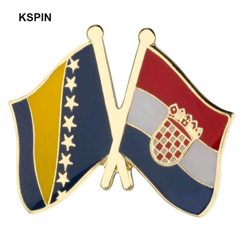 Bosnia & Croatia Friendship Flag Badge Flag Brooch National Flag Lapel Pin International Travel Pins