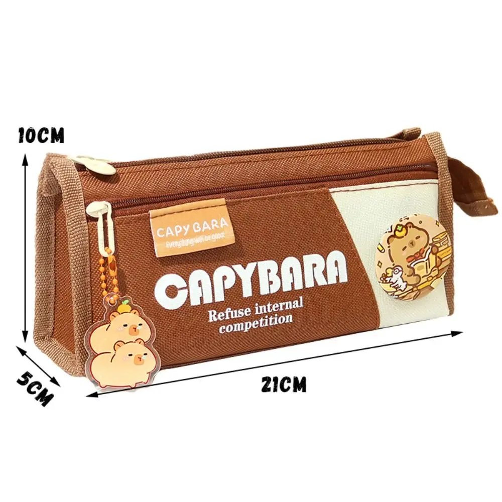 高品質キャンバスペンバッグ多層大容量鉛筆ケースカピバラ文具オーガナイザー学生
