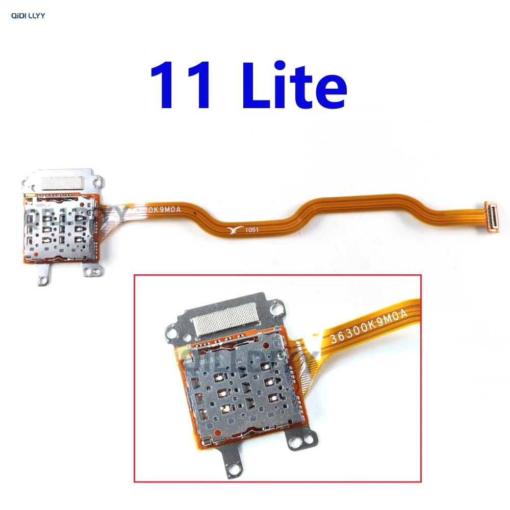 For Xiaomi Mi 11 Lite 5G SIM Card Holder Tray Slot Reader Socket Flex Ribbon Cable Connector Board Replacement