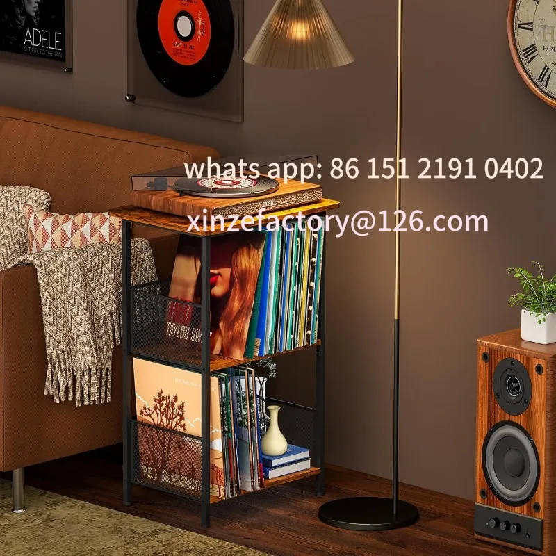

Customizable Industrial Floor Black Vinyl Record Storage Rack Multi-layer LP Album Display Shelf Music Library Rec