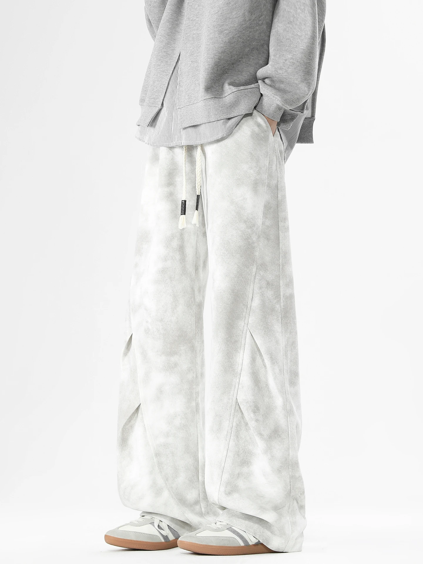 

Мужские повседневные свободные брюки с широкими штанинами в стиле ретро, с декоративными вставками, в американском стиле, универсальные, для отдыха, зимняя одежда