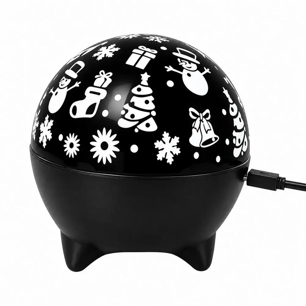 Spherical Christmas Projector Lamp USB Powered Holiday LED Night Light ABS Tabletop Starry Sky Projector with Snowman Patterns