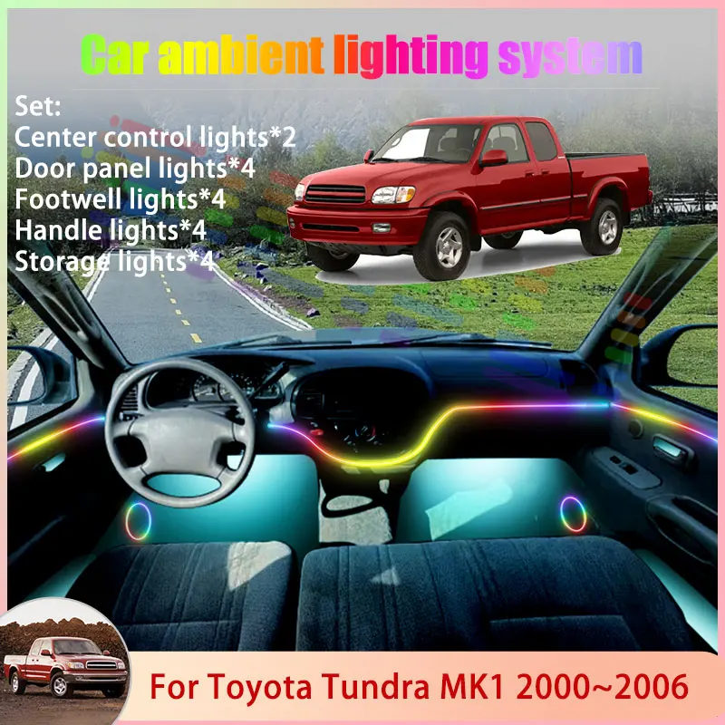 

Для Toyota Tundra MK1 1th 1rd XK30 XK40 2000 ~ 2006 2/18 в 1 автомобильная атмосферная лампа RGB абажур ансамбль стример атмосферный набор