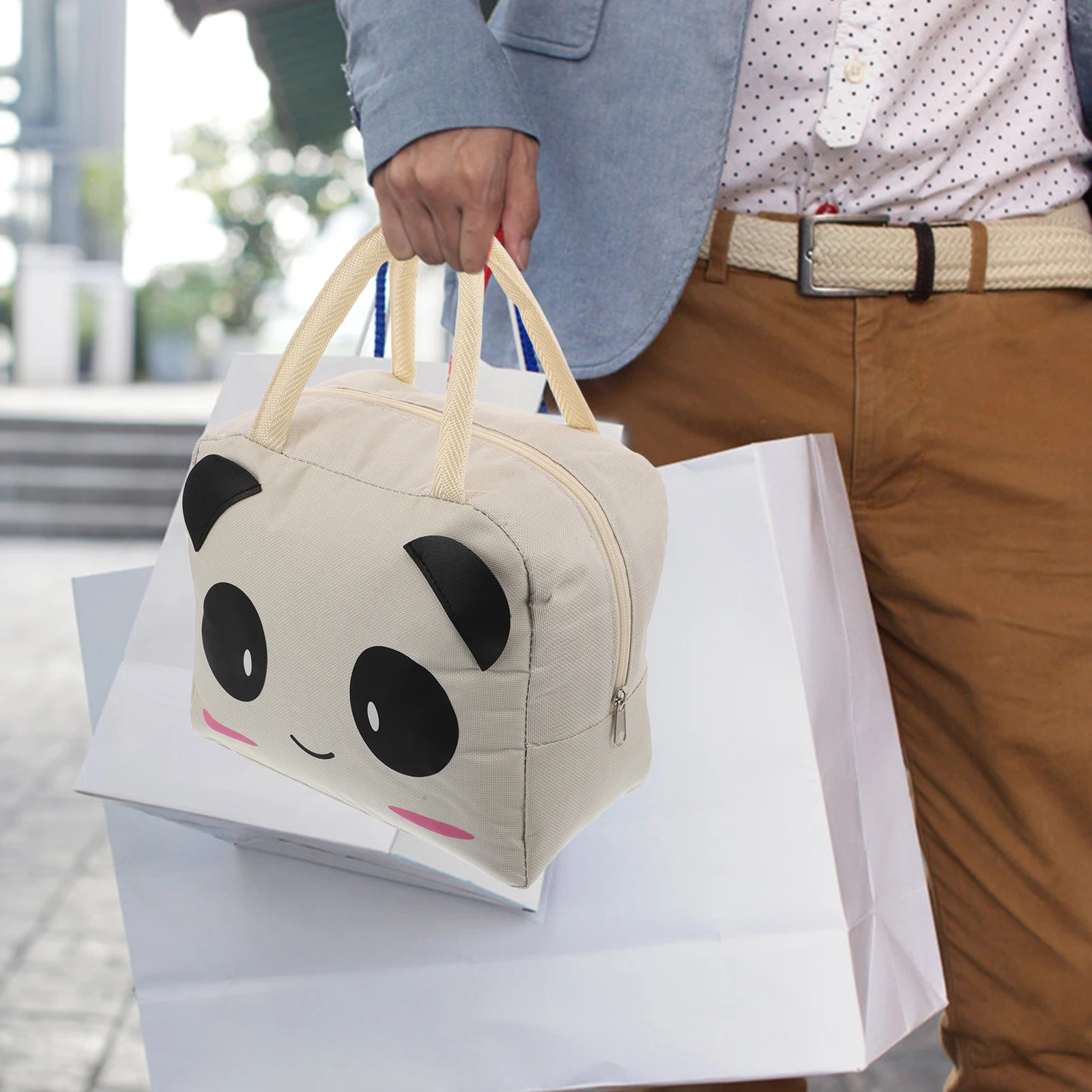 

Panda Lunch Bag Portable Bento Carrier Thermal Cooler Tote Cute Lunch Box for Work Travel Picnic Party Lightweight Insulated