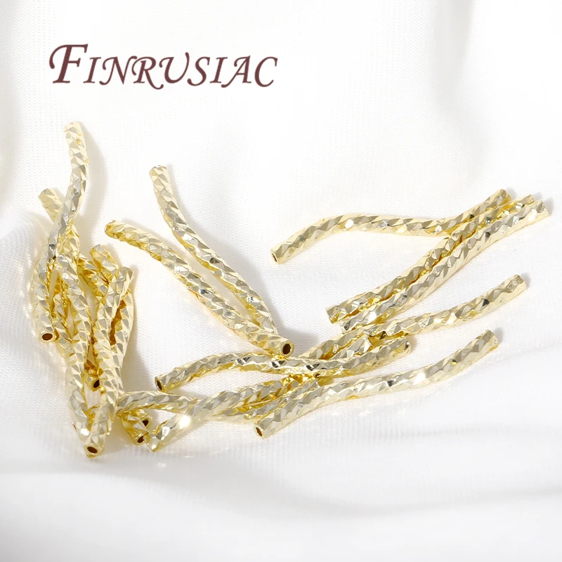 14K Real Gold Plated S shape Curve Tube For Bracelets Accessories DIY Findings ,Metal Spacer Beads Connectors For Jewelry Making