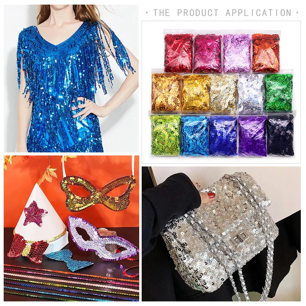 New 10yds 6mm PET Round Flat Laser Giltter Paillettes Sequins for Crafts Sewing on Cloth Accessory Sequin Trim scrapbooking DIY