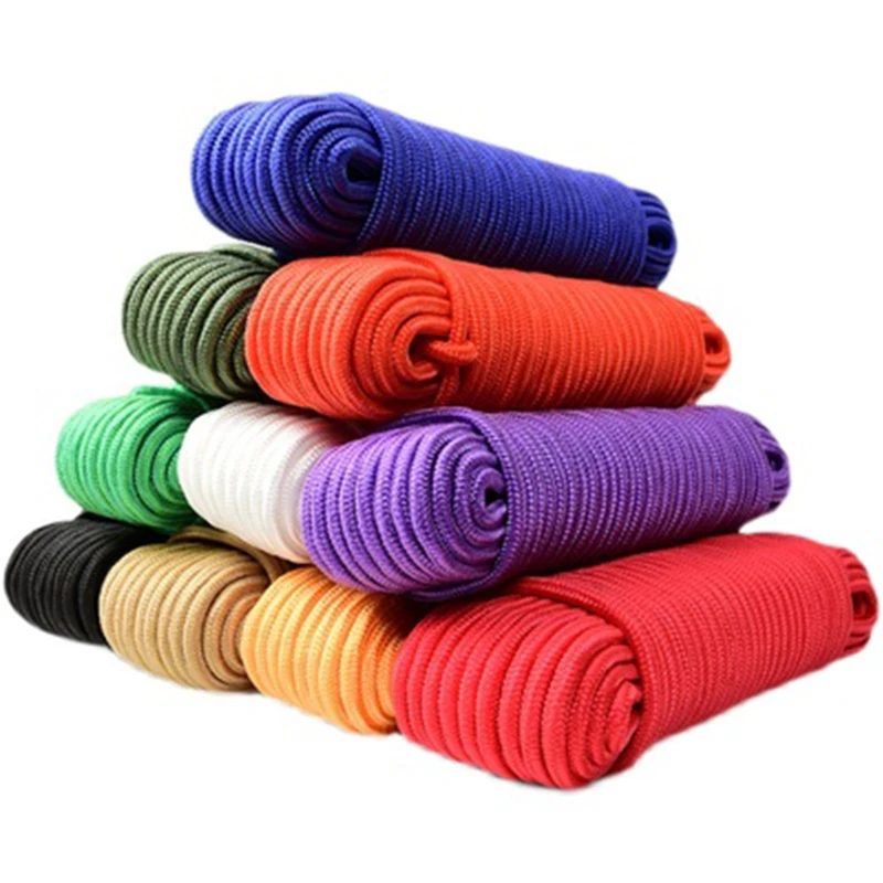 10~100m Φ4mm~9mm colored nylon braided rope playground safety net rope sunshade net fixed rope household tent rope clothesline