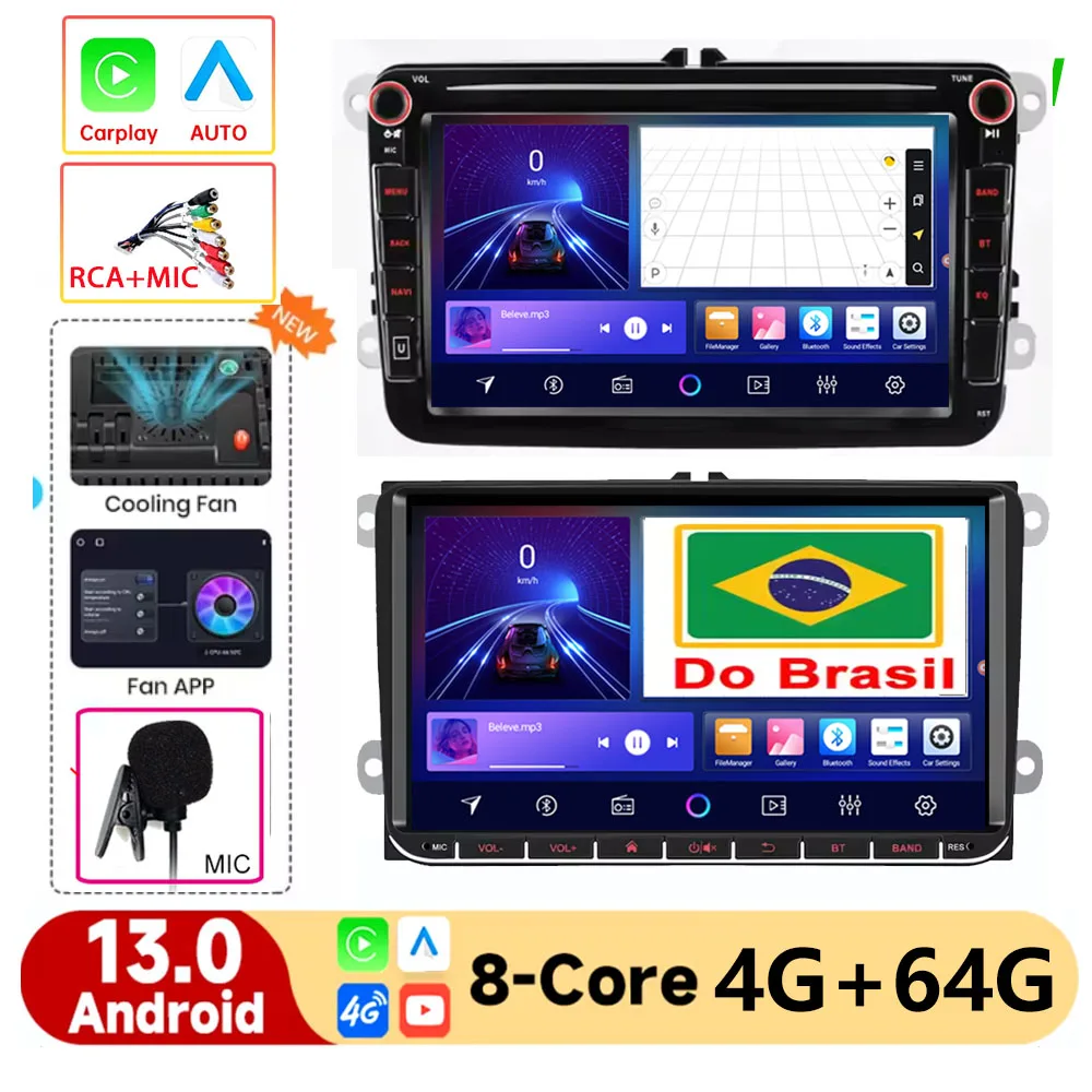 Автомобильный Android-радио, мультимедийный GPS 2 DIN для VW Volkswagen GOLF 5 6 Polo Passat b5 Jetta Tiguan Touran Skoda