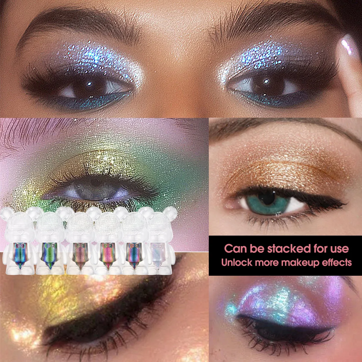 Chrome Laser Eyeshadow Chameleon Pigment Rainbow Eyeshadow Powder Light Change Holographic Eyeshadow Pigment Glitter