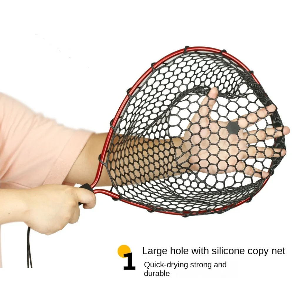 

Portable Silicone Kayak Fishing Net Aluminum Alloy Collapsible Trout Fishing Mesh Fishing Equipment Trout Net Landing Net