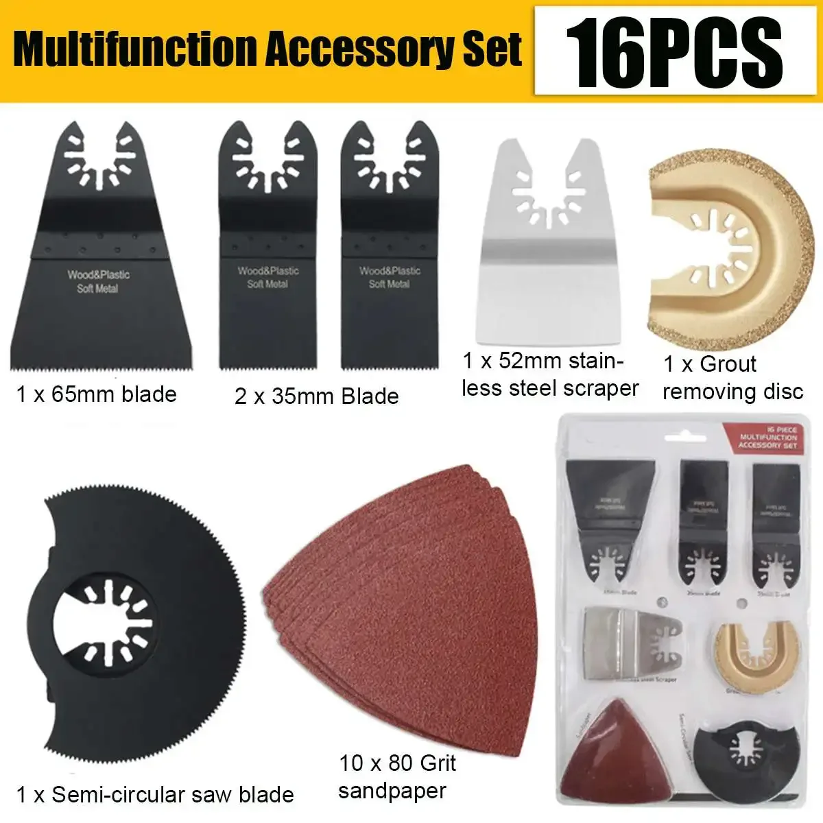 16pcs Precision Saw Blades Oscillating Blade Multi Wood Cutting Chipboard Tool Circular Saw Blade Multi-Function Accessory Set