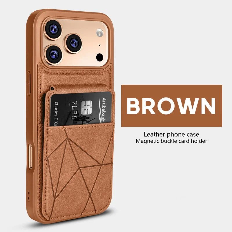 Magnetic Buckle Wallet Kickstand Leather Shockproof Phone Case For iPhone 17 Pro Max Samsung Galaxy S26 Ultra