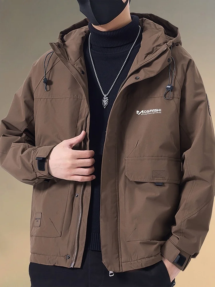 

Мужская зимняя утепленная хлопковая куртка свободного кроя с капюшоном на молнии, длинными рукавами, молодежная модная модель