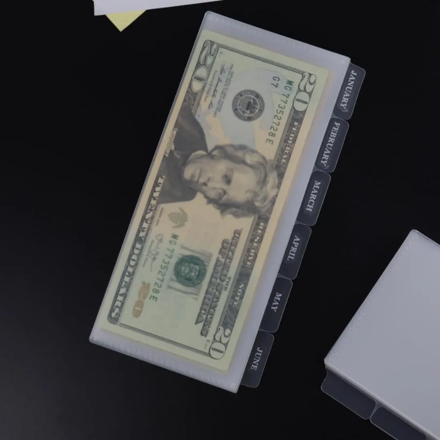 2 Set Cash Divider with Pockets Frosted Cash Envelopes Cash Pockets NoHoles Zipless Binder Pockets with Tabs Stickers for Money