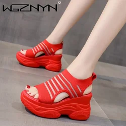 Heeled Sandals All-Match Muffins Shoe Open Toe High Heels Fashion Womens Shoes NEW Slip-on Loafers Summer Women Platform Sandals