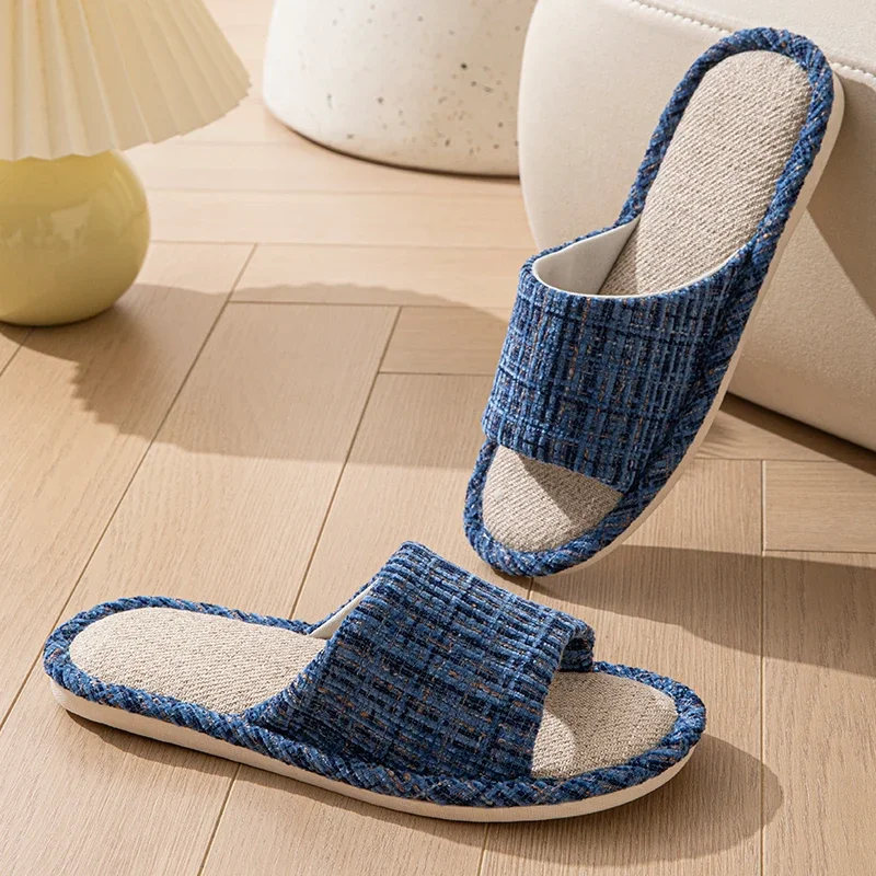 شبشب كتان للفصول الأربعة للنساء للاستخدام الداخلي والمنزل غير قابل للانزلاق ونعل ناعم صامت ماص للعرق ومزيل العرق للمنزل #6