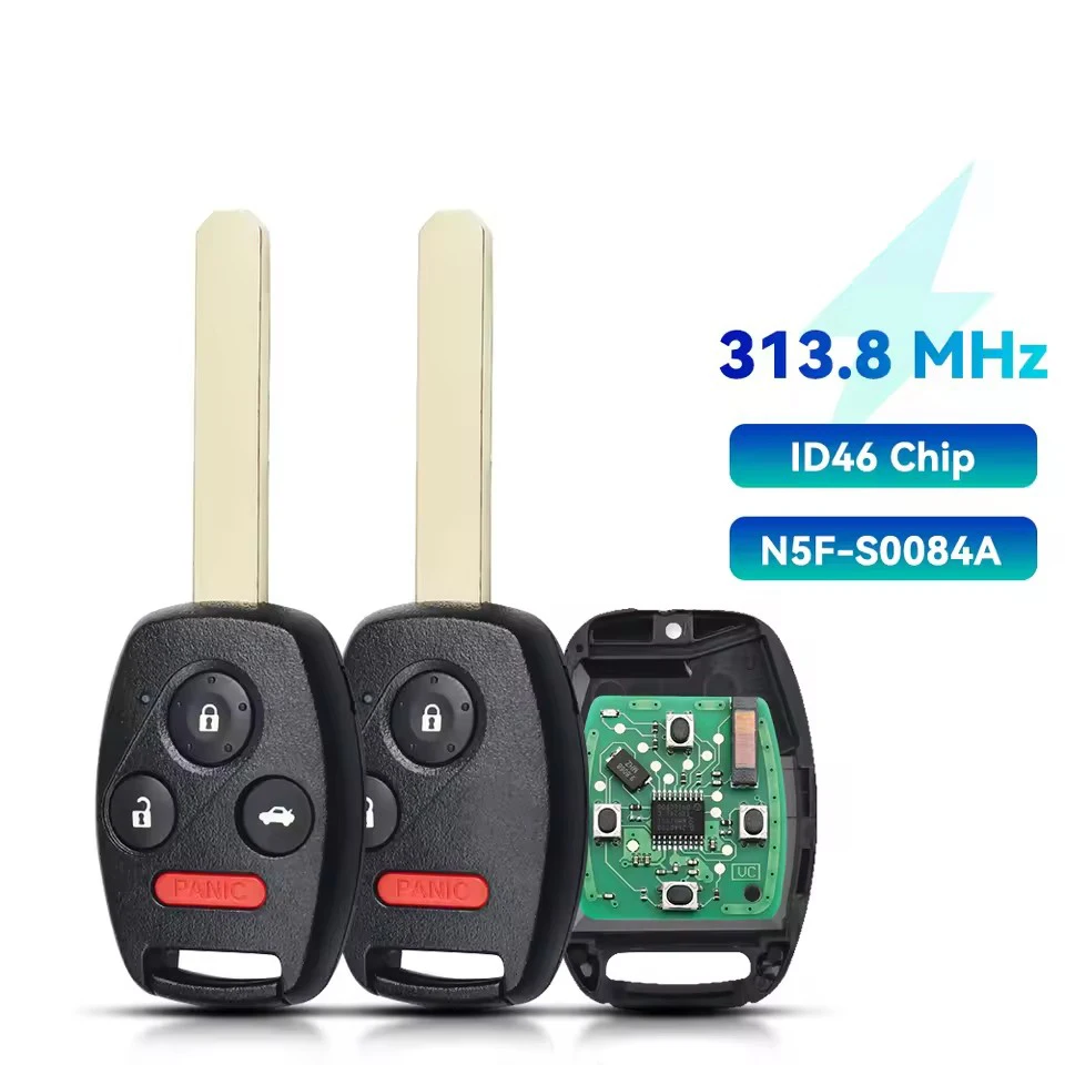 Remote Car Key For Honda Civic 2006 2007 2008 2009 2010 2011 PCF7961 Chip N5F-S0084A 313.8MHz 3/4 Buttons