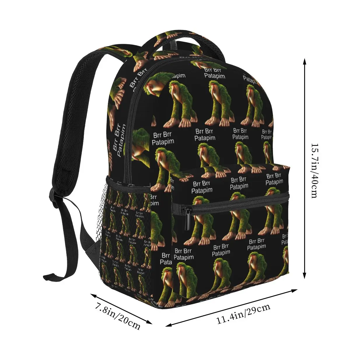 Italian Brainrot Brr Brr Patapim Cartoon Meme Student Backpack School Bag Daypack for Men Women Fashion Bookbag Shoulder Bags