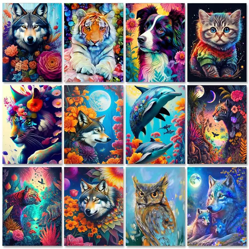 GATYZTORY Diy Painting By Numbers For Adults Starter Kits Wolf Animals Acrylic Paint On Canvas Picture By Numbers Arts 40x50cm