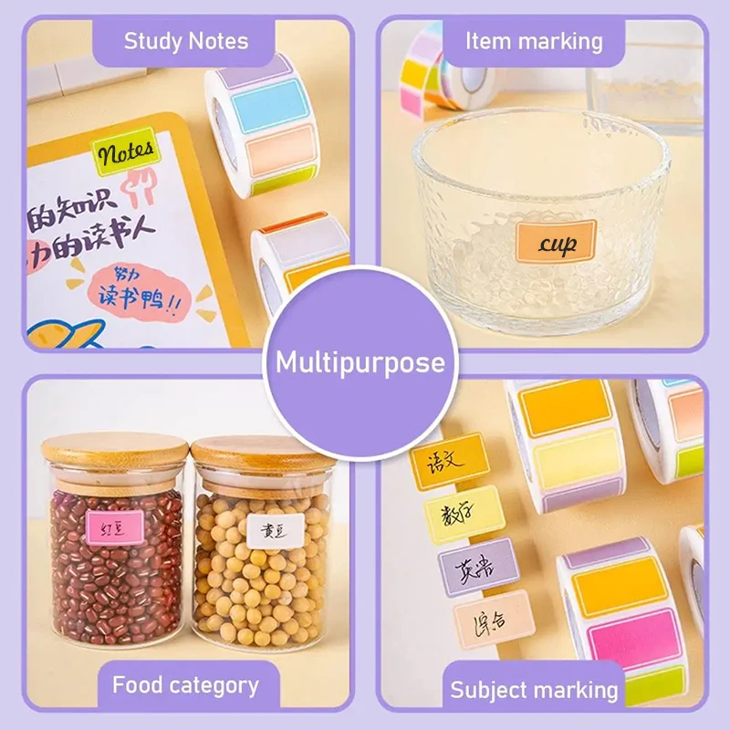 Handwriting Label Rolls – Glossy Coated Paper Stickers in Color Single/Double Row Layouts for Daily Marking & Quick Notes TMZ