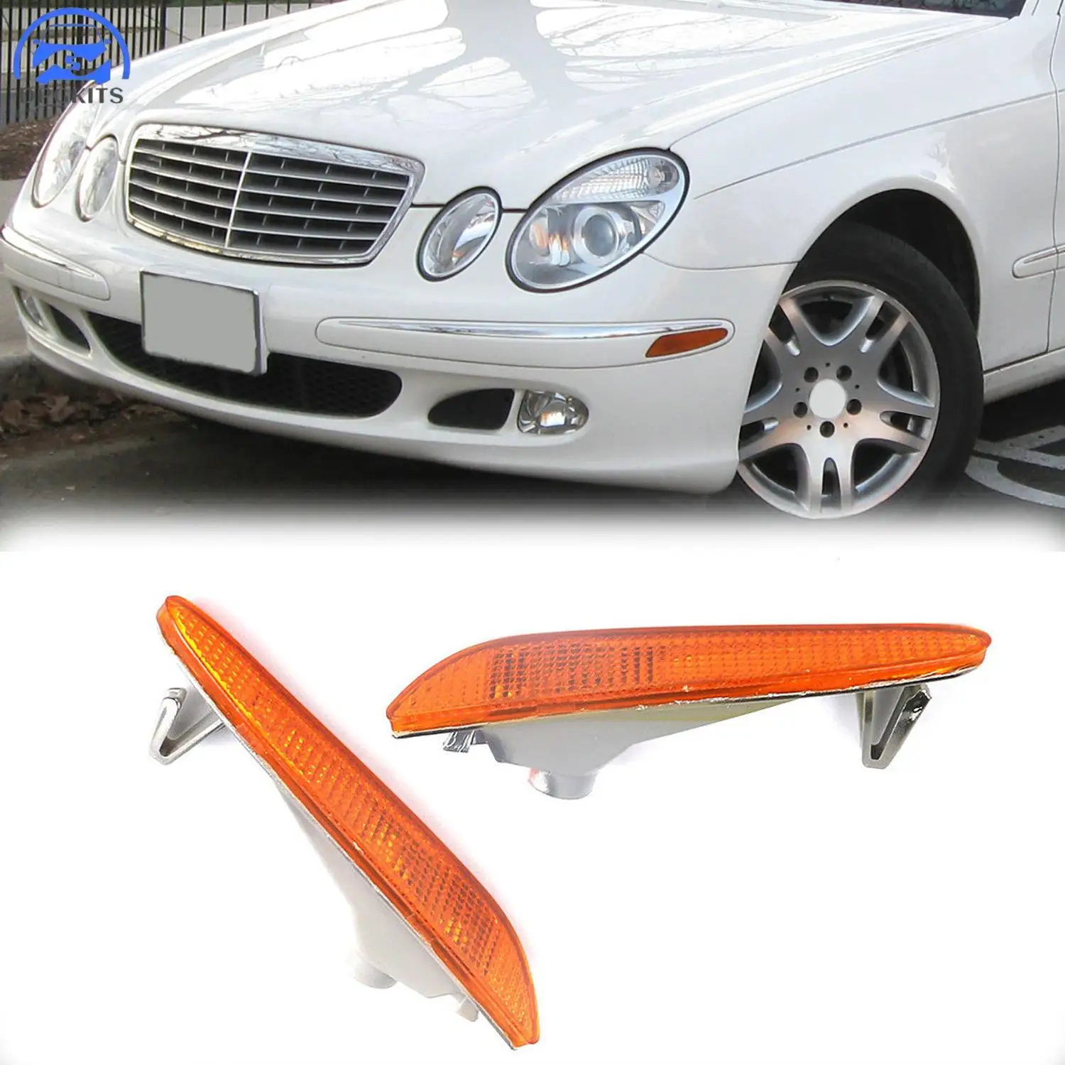 

DPGKITS 2Pcs Car Front Side Marker Lamp Turn Signal Light Lampshade For Mercedes W211 E-Class Part Number 2118200121 2118200221