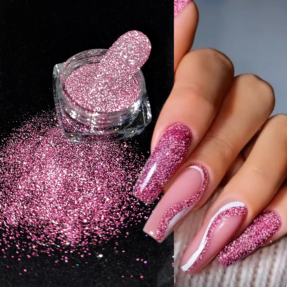 Polvo de uñas de diamante triturado reflectante, purpurina de cristal brillante holográfica, Polvo de pigmento cromado de manicura DIY de Navidad, 1g por caja