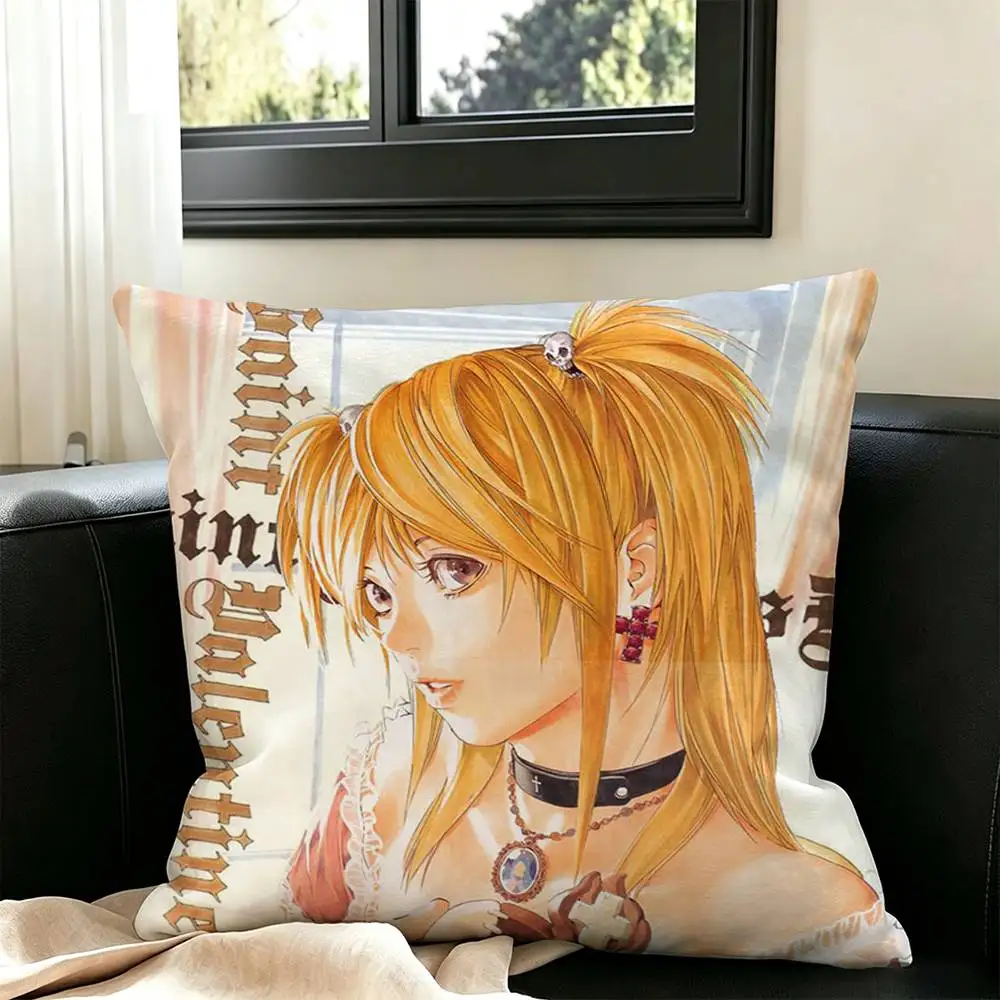 AZNM Death Note Misa Amane Anime  Pillow Case Square Double-Sided Sofa Cushion Cover Bedroom Bedside Pillow
