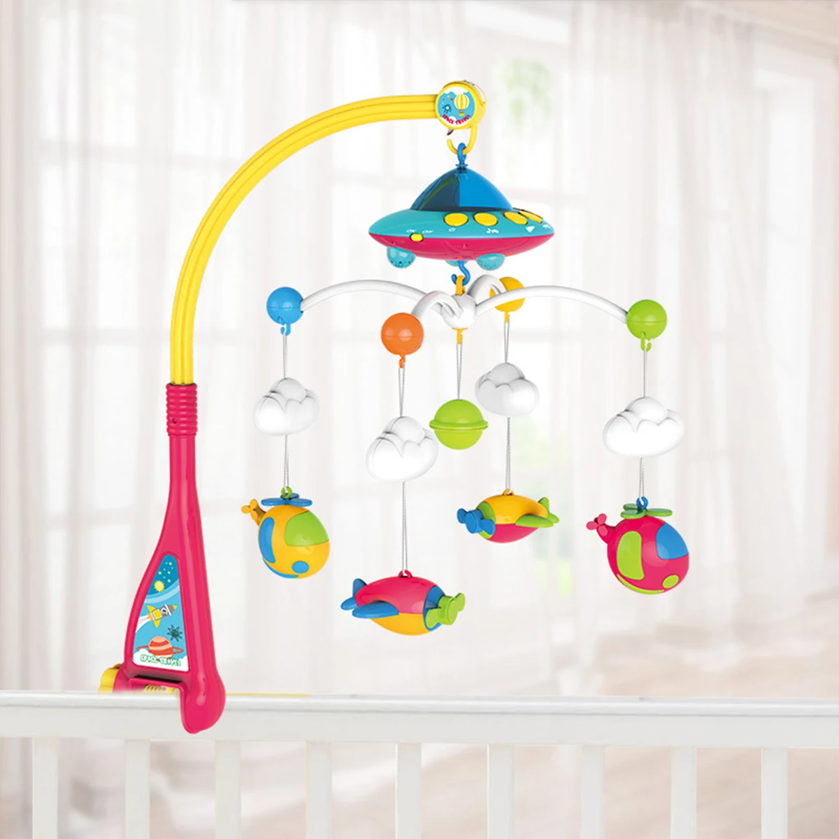 Hochet mobile CPull pour bébé, lumière, musique, espace, cloche de lit, projection, plein d\'étoiles, jouets pour tout-petits, cadeaux pour