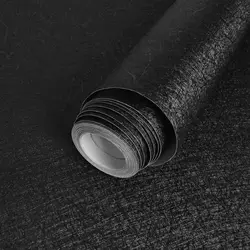 Thick Black Silk Contact Paper for Home Decor,Textured Self-Adhesive Wallpaper, Cabinet, Table, Chair, Room, Backdrop Renovation