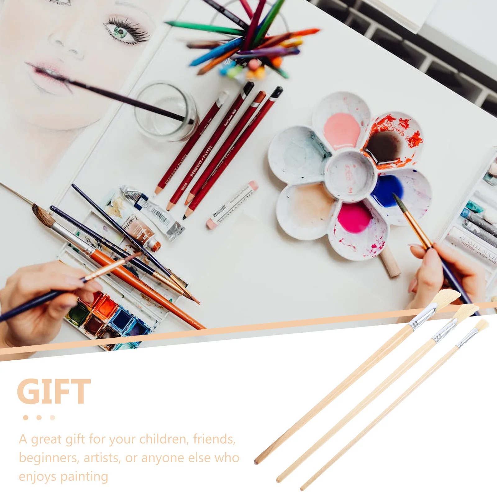 

3pcs Portable Paint Brush Set For Watercolor Acrylic Gouache Painting Professional Artist Tool Multi-Function Wear-Resistant