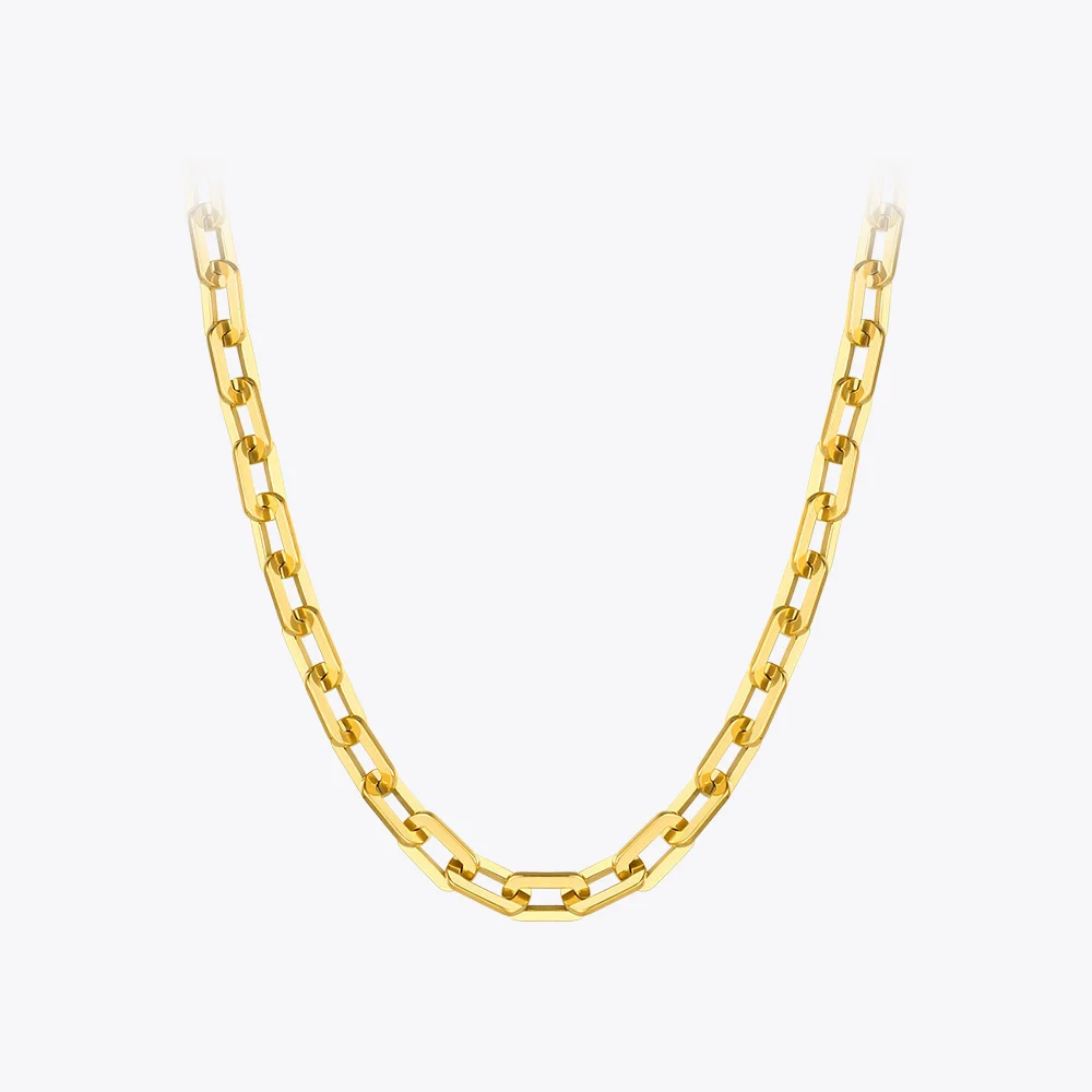 

ENFASHION Punk Square Chain Necklaces For Women's 18K Gold Plated Stainless Steel Goth Necklace Fashion Jewelry Collar P203159