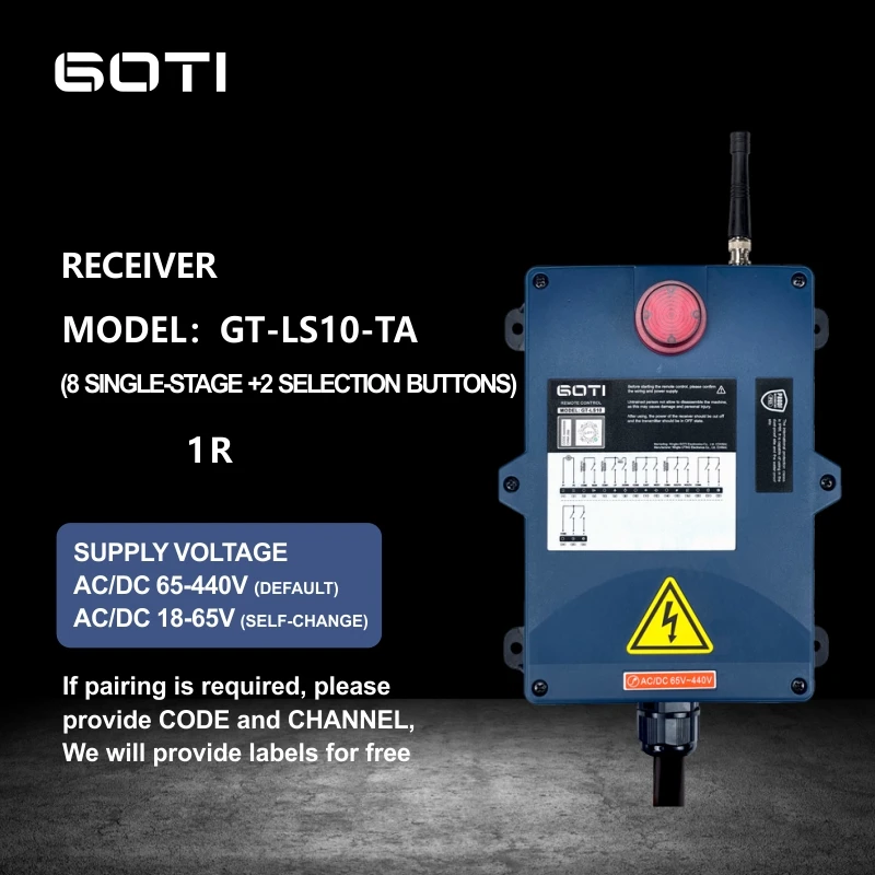 GT-LS10-TA Industrial Wireless Remote Control GOTI 8 One Operate Buttons + 2 Switch Keys Separately or Simultaneously