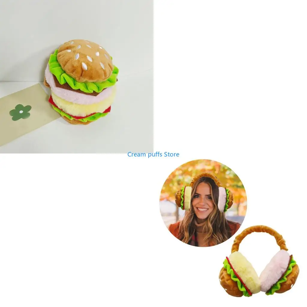 50LE Plush Hamburger EarMuffs for Women and Children of All Ages Outdoor Earmuffs