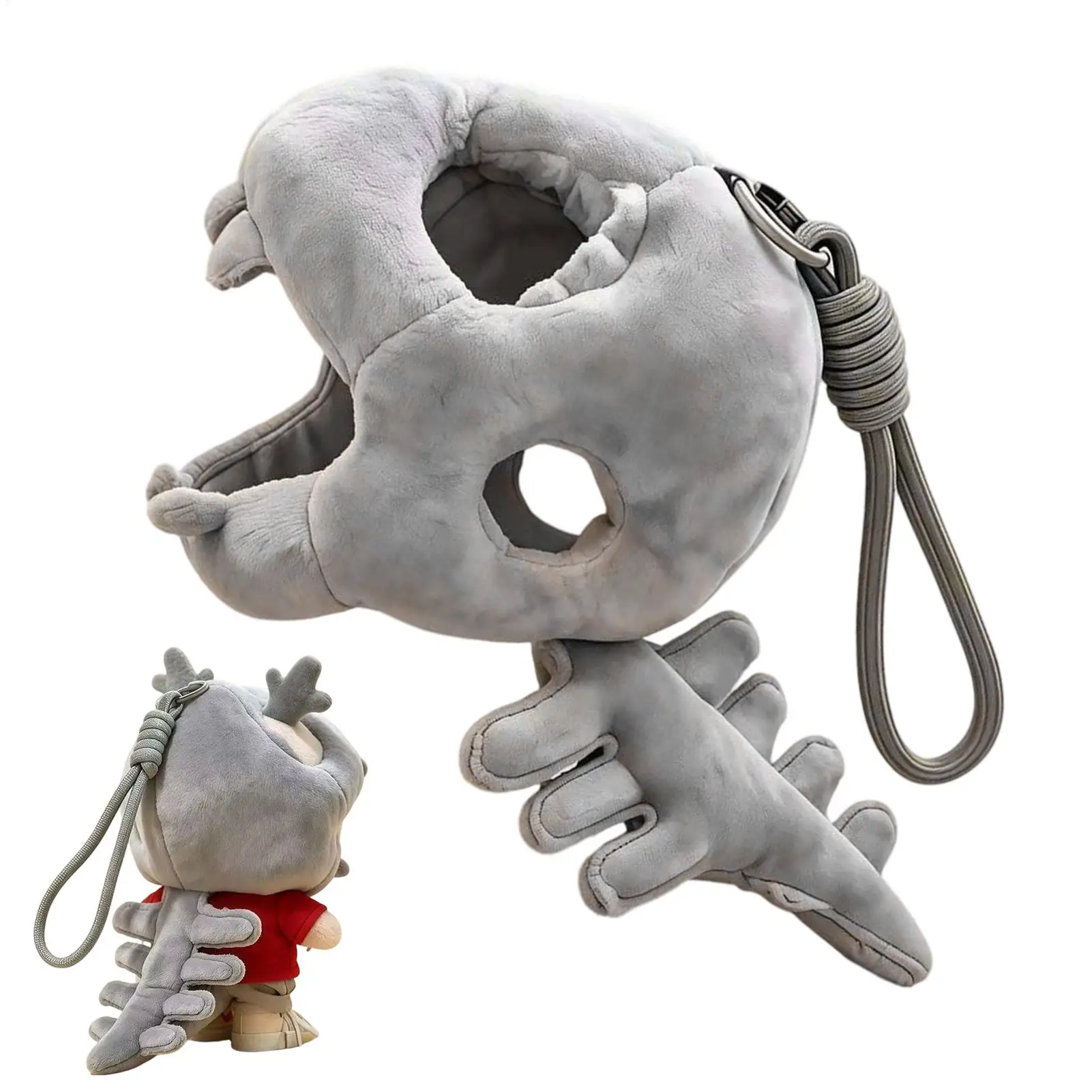 Cute Dinosaur Skeleton Doll Outfit Pendant Funny Dress-Up Bag Hanging Headgear Accessory Ornament Toy Gift  Only Clothes