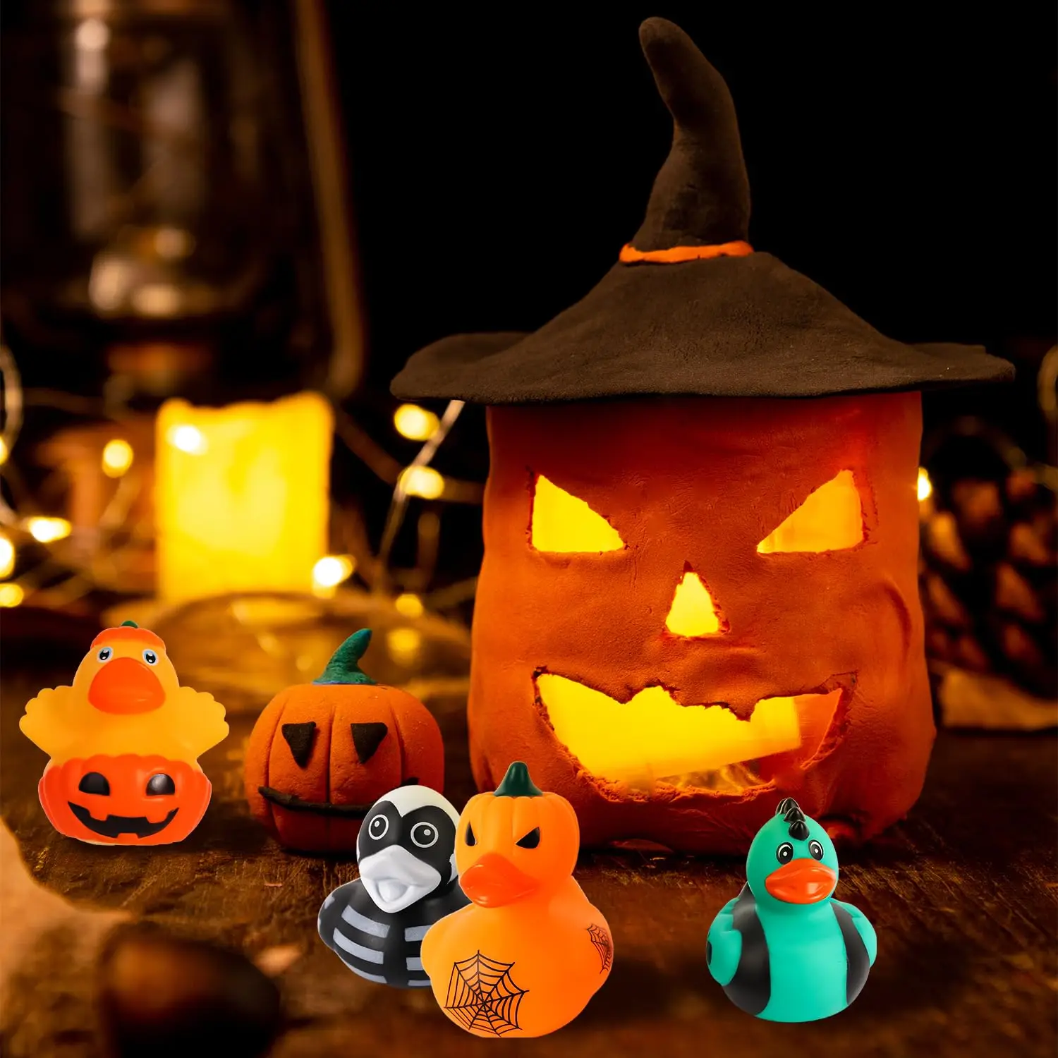 Anatre di gomma di Halloween da 50/100 pezzi, anatre di gomma a tema Halloween divertente decorazione giocattolo Ducky per bomboniere di Halloween