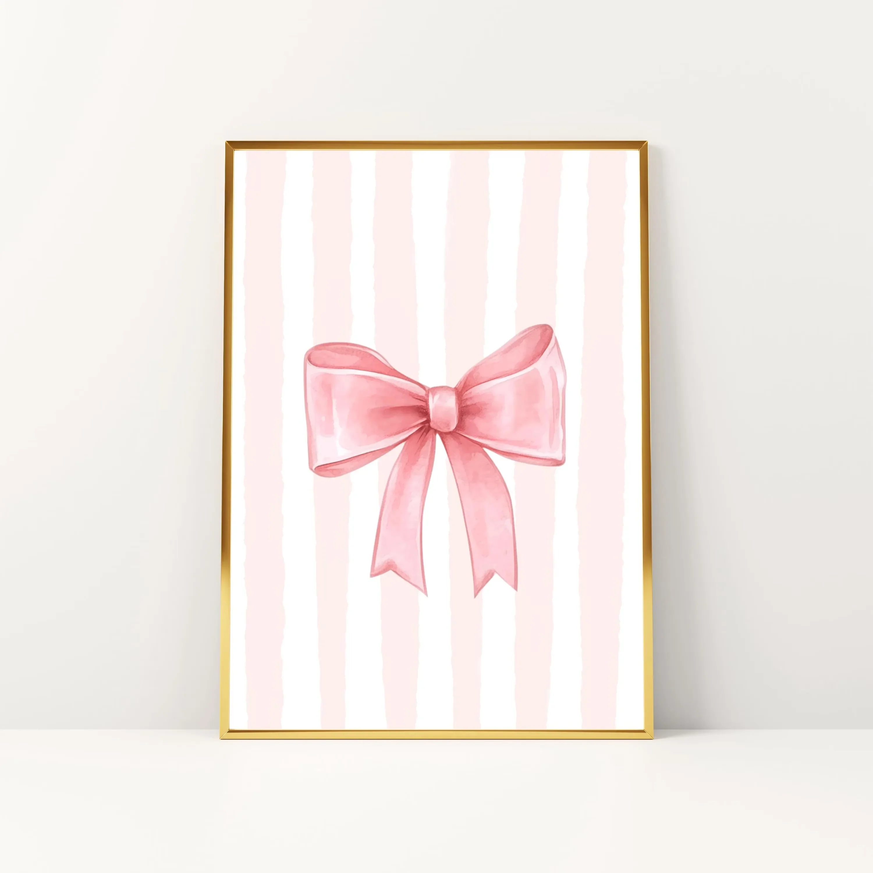 Rosa Schleife, Leinwanddruck, französische Pastell-Oquette, ästhetisches rosa Kinderzimmer-Mädchen-Wandkunst-Poster für moderne Wohnzimmer- und Heimdekoration