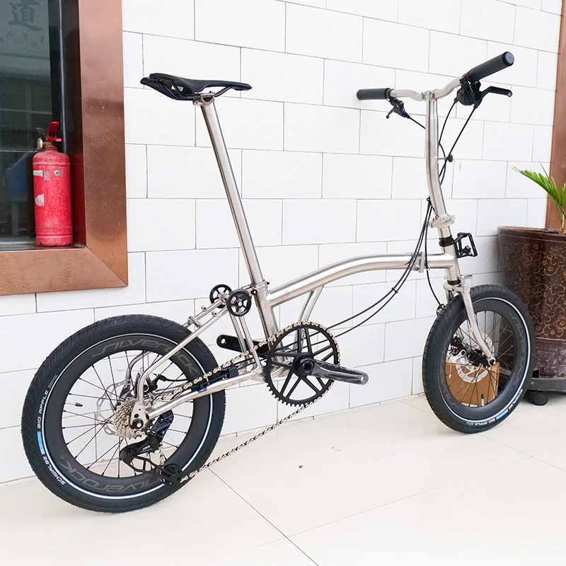 HEXATI チタン18インチ折りたたみ自転車 ダブルディスクブレーキ