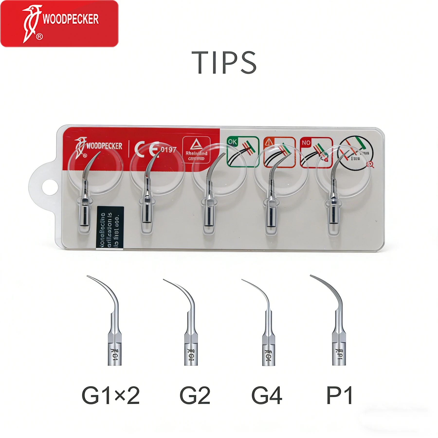 

Оригинальный набор насадок для ультразвукового скалера Woodpecker Perio Tips P1 G1 G2 G4 Piezo UDS EMS