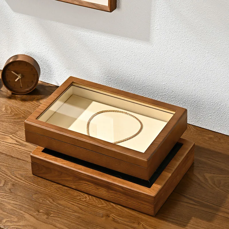 Oirlv 나무 보석 상자 시계 보석 디스플레이 반지 목걸이 귀걸이 팔찌 상자 멀티 보석 보관 주최자 디스플레이 케이스