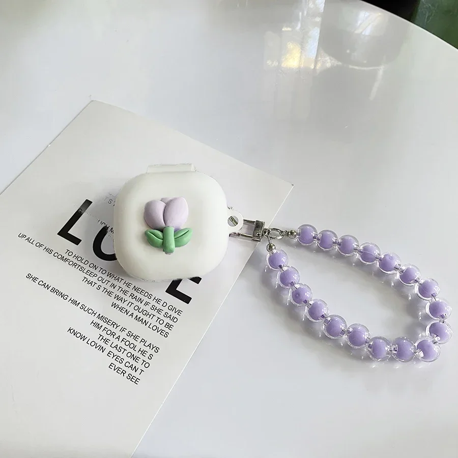 Untuk Casing EarFun OpenJump Kartun Lucu/Tulip/Liontin Bunga Daisy & Penutup Silikon Earphone untuk Penutup Lompat Terbuka EarFun