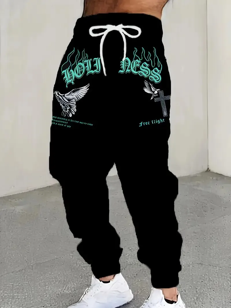 Los nuevos pantalones de hombre para primavera y otoño de 2025, presenta un estampado de palomas 3D informal, moderno y cómodo.